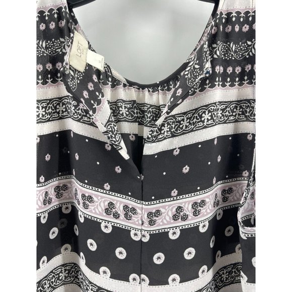 Ann Taylor Loft Women's Striped Floral Print Sleeveless Top Shirt Blouse Size M - Picture 6 of 12